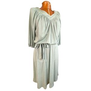 Vintage Mint Green Midi Dress With Belt Size M